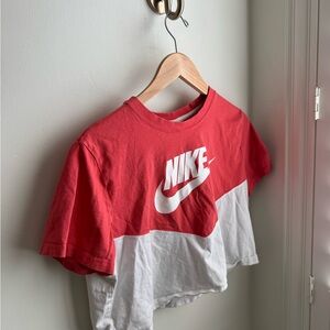 Nike Kids Two-Tone Red and White Cropped Tee